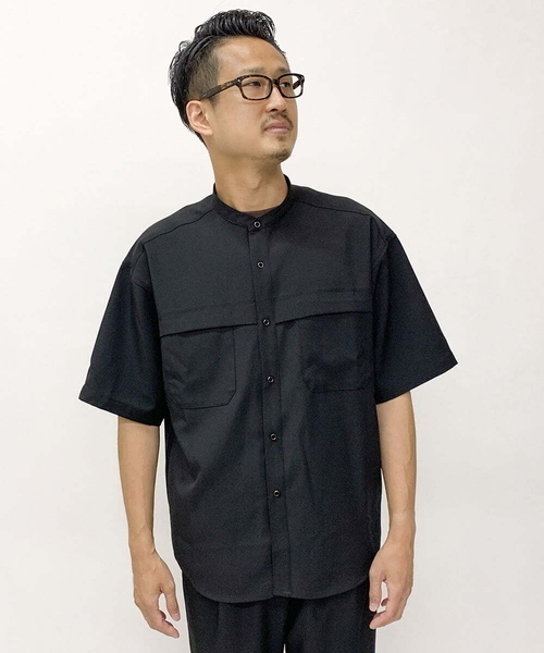 a.v.v（アーヴェヴェ）の「Wポケットワイドシルエットバンドカラーシャツ（セットアップ対応）（シャツ/ブラウス・メンズ・ブラック/ブラウン・46/48）」の18枚目の写真