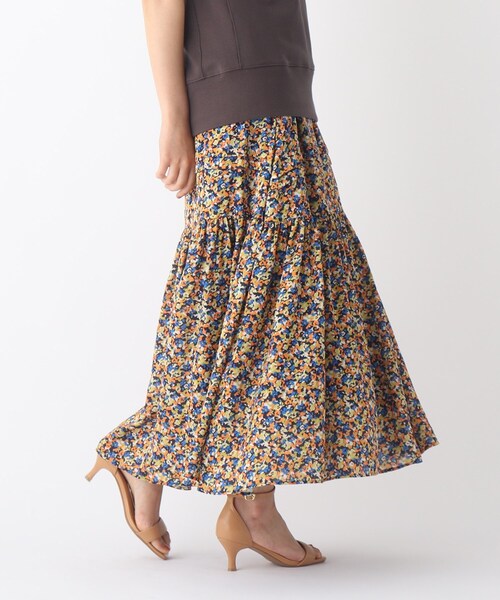 OPAQUE.CLIP（オペークドットクリップ）の「◆【C】モザイクフラワー ティアードスカート【WEB限定サイズ】（スカート・レディース・オレンジ系その他2/ピンク系5・38/36/40）」の3枚目の写真