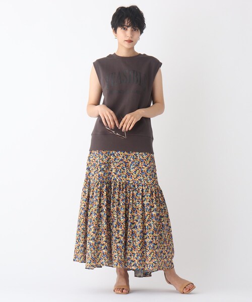 OPAQUE.CLIP(オペークドットクリップ)の「◆【C】モザイクフラワー ティアードスカート【WEB限定サイズ】(スカート・レディース・オレンジ系その他2/ピンク系5・38/36/40)」の4枚目の写真