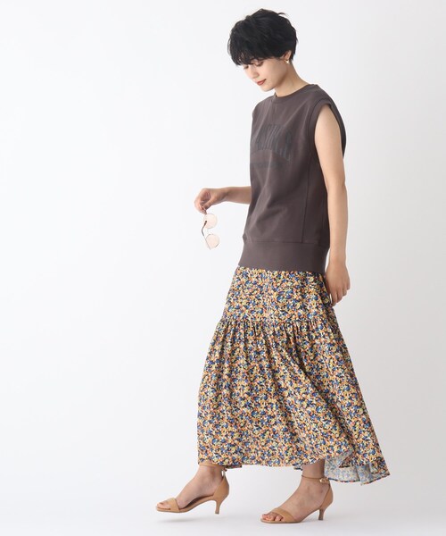 OPAQUE.CLIP（オペークドットクリップ）の「◆【C】モザイクフラワー ティアードスカート【WEB限定サイズ】（スカート・レディース・オレンジ系その他2/ピンク系5・38/36/40）」の5枚目の写真