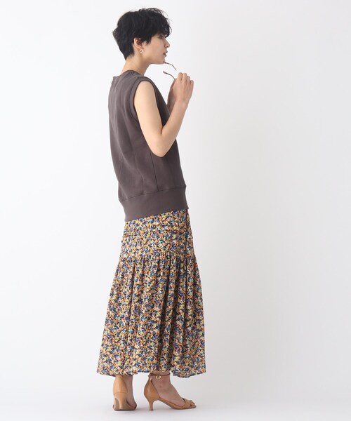 OPAQUE.CLIP（オペークドットクリップ）の「◆【C】モザイクフラワー ティアードスカート【WEB限定サイズ】（スカート・レディース・オレンジ系その他2/ピンク系5・38/36/40）」の6枚目の写真