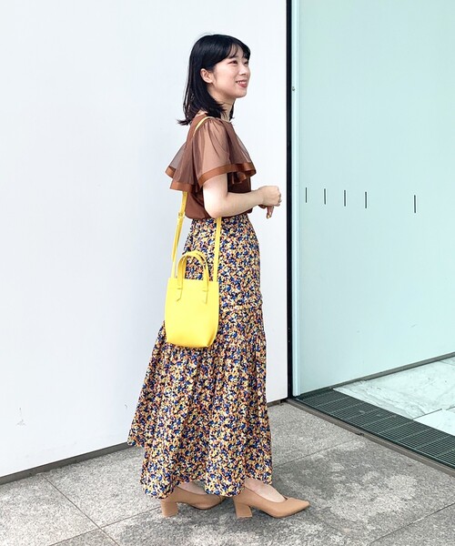 OPAQUE.CLIP（オペークドットクリップ）の「◆【C】モザイクフラワー ティアードスカート【WEB限定サイズ】（スカート・レディース・オレンジ系その他2/ピンク系5・38/36/40）」の7枚目の写真