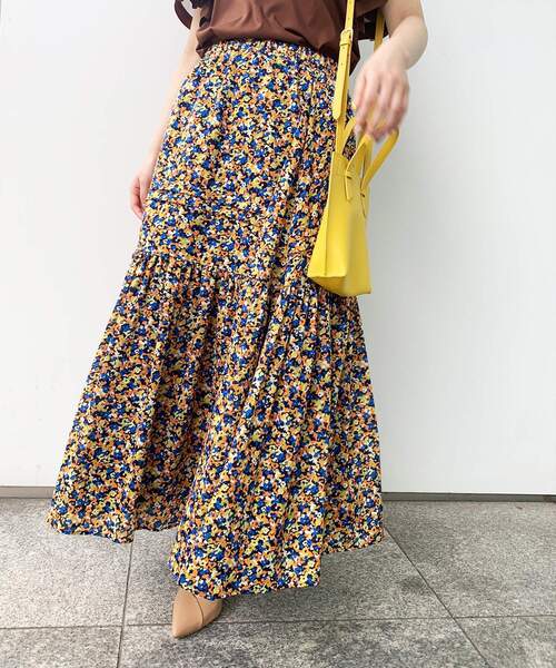 OPAQUE.CLIP（オペークドットクリップ）の「◆【C】モザイクフラワー ティアードスカート【WEB限定サイズ】（スカート・レディース・オレンジ系その他2/ピンク系5・38/36/40）」の9枚目の写真