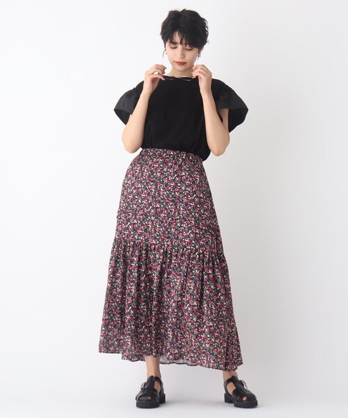 OPAQUE.CLIP(オペークドットクリップ)の「◆【C】モザイクフラワー ティアードスカート【WEB限定サイズ】(スカート・レディース・オレンジ系その他2/ピンク系5・38/36/40)」の12枚目の写真