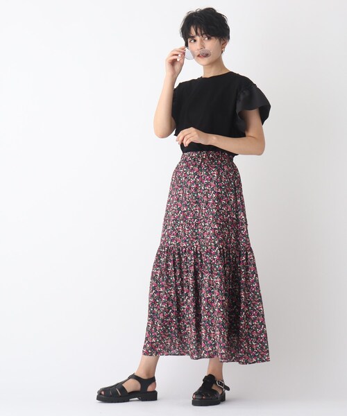 OPAQUE.CLIP（オペークドットクリップ）の「◆【C】モザイクフラワー ティアードスカート【WEB限定サイズ】（スカート・レディース・オレンジ系その他2/ピンク系5・38/36/40）」の13枚目の写真