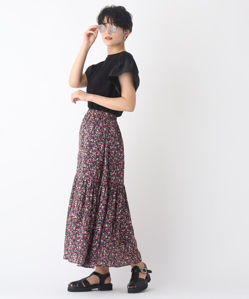 OPAQUE.CLIP(オペークドットクリップ)の「◆【C】モザイクフラワー ティアードスカート【WEB限定サイズ】(スカート・レディース・オレンジ系その他2/ピンク系5・38/36/40)」の14枚目の写真