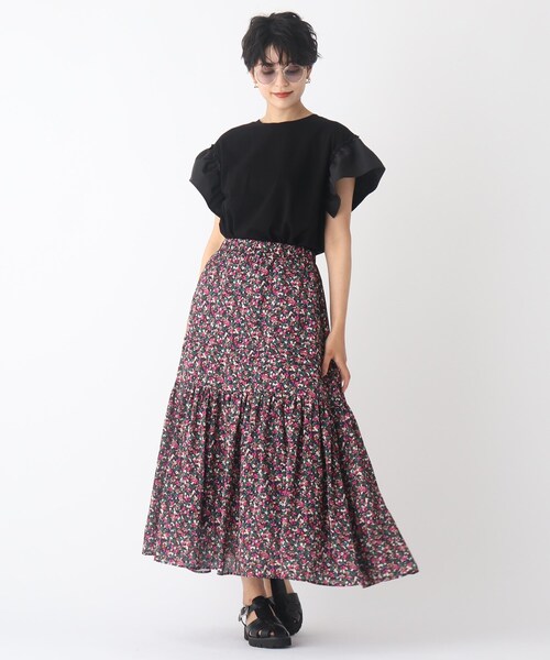 OPAQUE.CLIP(オペークドットクリップ)の「◆【C】モザイクフラワー ティアードスカート【WEB限定サイズ】(スカート・レディース・オレンジ系その他2/ピンク系5・38/36/40)」の15枚目の写真