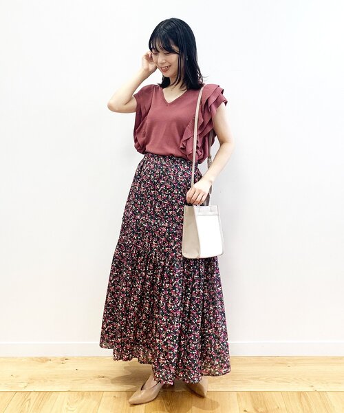 OPAQUE.CLIP（オペークドットクリップ）の「◆【C】モザイクフラワー ティアードスカート【WEB限定サイズ】（スカート・レディース・オレンジ系その他2/ピンク系5・38/36/40）」の19枚目の写真