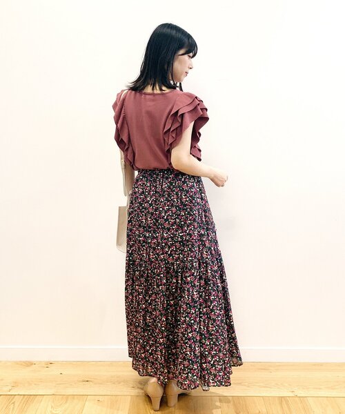 OPAQUE.CLIP（オペークドットクリップ）の「◆【C】モザイクフラワー ティアードスカート【WEB限定サイズ】（スカート・レディース・オレンジ系その他2/ピンク系5・38/36/40）」の20枚目の写真