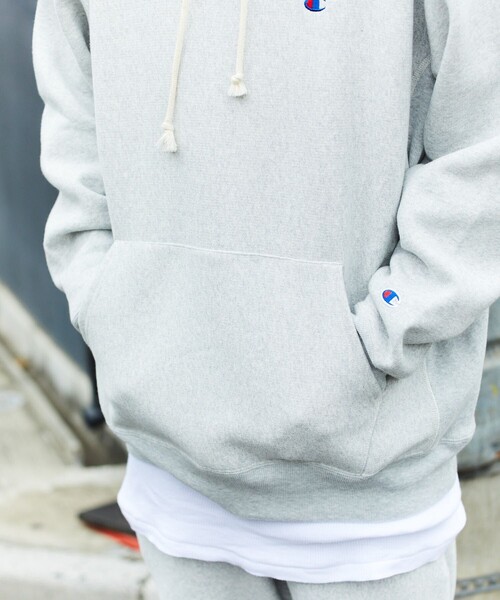リバースウィーブ ライトグレー パーカー CHAMPION / BOOK STORE REVERSE WEAVE SWEAT HOODIE
