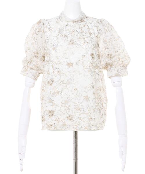 INGNI（イング）の「花柄シアー2WAYリボンブラウス（シャツ/ブラウス・レディース・グレー/オフホワイト・M）」の3枚目の写真