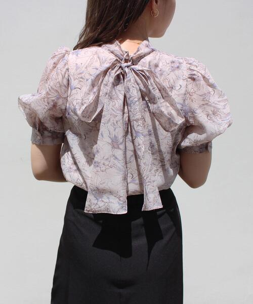 INGNI（イング）の「花柄シアー2WAYリボンブラウス（シャツ/ブラウス・レディース・グレー/オフホワイト・M）」の8枚目の写真
