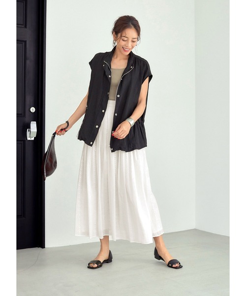 STYLE DELI（スタイルデリ）の「コットンレースタックギャザースカート（スカート・レディース・ホワイト/ピンク系・SMALL/MEDIUM）」の22枚目の写真
