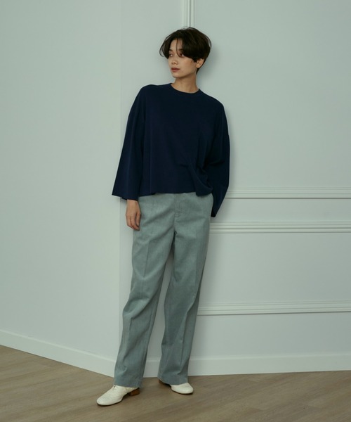 INED（イネド）の「コーデュロイハイウエストワイドパンツ（その他パンツ・レディース・ミント/テラコッタ/アイボリー・7号/9号/11号）」の3枚目の写真