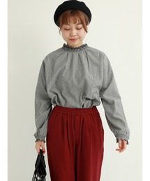 Samansa Mos2 | 襟シャーリング前後2WAYレースブラウス(シャツ/ブラウス)