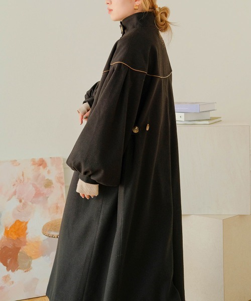Bab(バブ)の「配色パイピングスタンドカラーコート(ステンカラーコート・レディース・モカ/ブラック・M)」の22枚目の写真