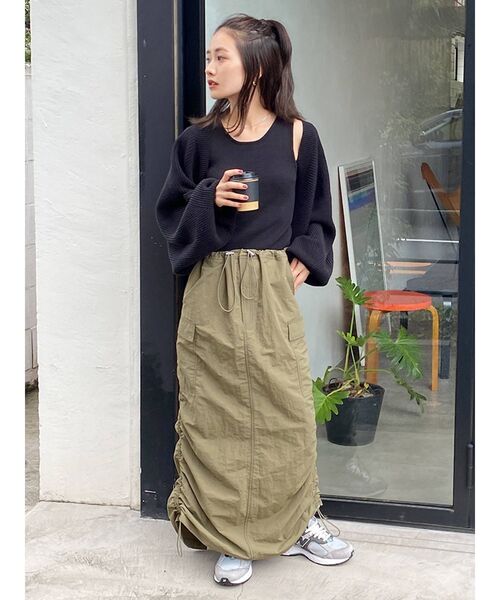 Ungrid（アングリッド）の「ギャザーミリタリースカート（スカート・レディース・ブラック/カーキ・FREE）」の3枚目の写真