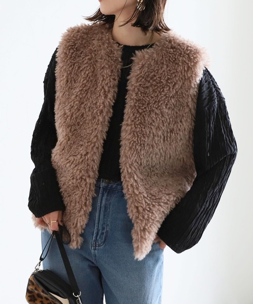 reca(レカ)の「シープファーベスト(ベスト・レディース・アイボリー/ベージュ・FREE)」の5枚目の写真