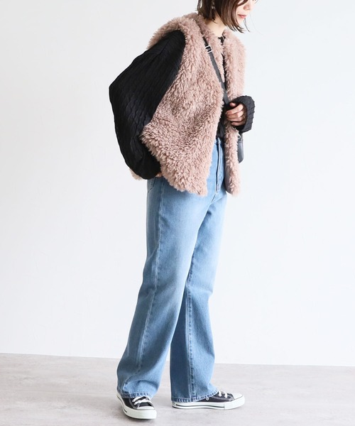 reca(レカ)の「シープファーベスト(ベスト・レディース・アイボリー/ベージュ・FREE)」の7枚目の写真