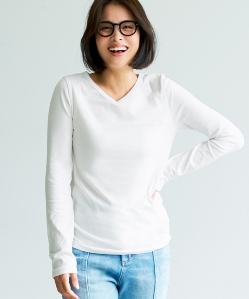 coca(coca)(コカ)の「Vネックベビースキンインナー(Tシャツ/カットソー・レディース・ホワイト/その他/ブラック/グレー・S/M/L)」の2枚目の写真
