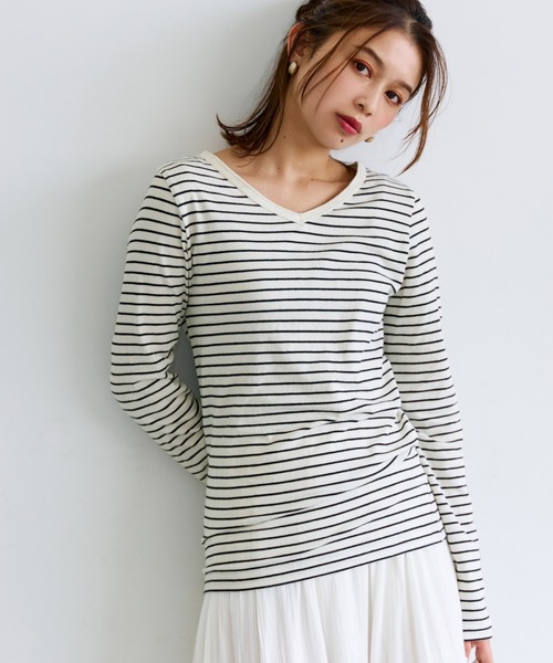 coca(coca)(コカ)の「Vネックベビースキンインナー(Tシャツ/カットソー・レディース・ホワイト/その他/ブラック/グレー・S/M/L)」の4枚目の写真