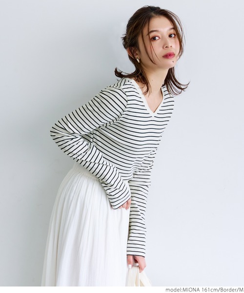 coca(coca)(コカ)の「Vネックベビースキンインナー(Tシャツ/カットソー・レディース・ホワイト/その他/ブラック/グレー・S/M/L)」の14枚目の写真