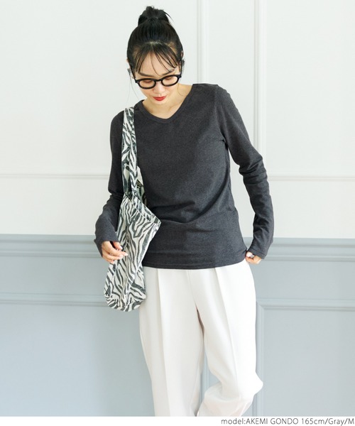 coca(coca)(コカ)の「Vネックベビースキンインナー(Tシャツ/カットソー・レディース・ホワイト/その他/ブラック/グレー・S/M/L)」の13枚目の写真