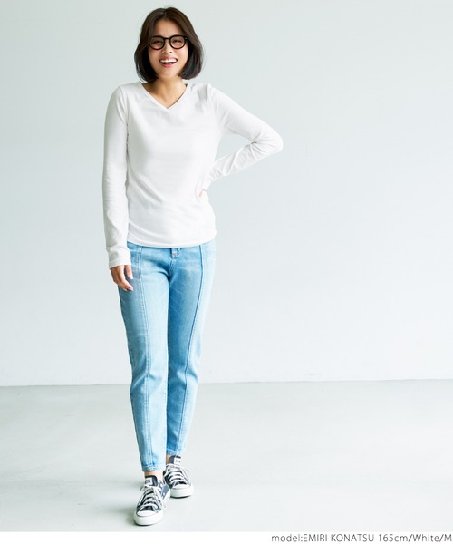 coca(coca)(コカ)の「Vネックベビースキンインナー(Tシャツ/カットソー・レディース・ホワイト/その他/ブラック/グレー・S/M/L)」の5枚目の写真