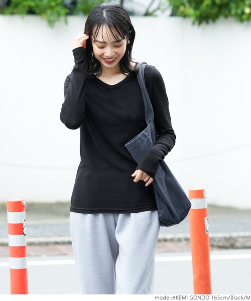 coca(coca)(コカ)の「Vネックベビースキンインナー(Tシャツ/カットソー・レディース・ホワイト/その他/ブラック/グレー・S/M/L)」の8枚目の写真