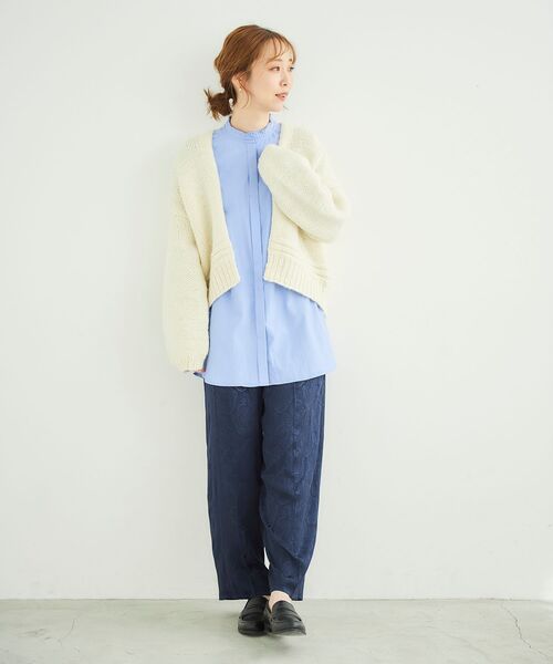 le.coeur blanc(ルクールブラン)の「ジャガードイージーパンツ(その他パンツ・レディース・オリーブ/ネイビー・38)」の4枚目の写真