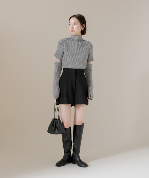 mline（エムライン）の「[mline]アームウォーマーハイネックニット（ニット/セーター・レディース・グレー/オフホワイト/ブルー・FREE）」の12枚目の写真