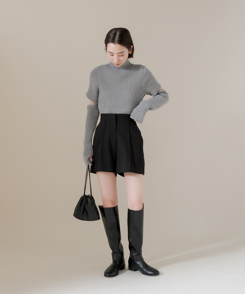 mline（エムライン）の「[mline]アームウォーマーハイネックニット（ニット/セーター・レディース・グレー/オフホワイト/ブルー・FREE）」の14枚目の写真