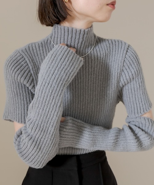 mline（エムライン）の「[mline]アームウォーマーハイネックニット（ニット/セーター・レディース・グレー/オフホワイト/ブルー・FREE）」の19枚目の写真