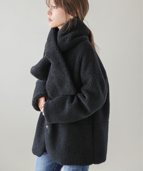 ジャケット・アウター sugar マフラー付きノーカラーボアジャケット（その他アウター）｜SUGAR