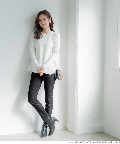 coca（coca）（コカ）の「スーパーストレッチハイウエストカットオフスキニー（デニムパンツ・レディース・ブルー/ブラック・S/M/L）」の5枚目の写真