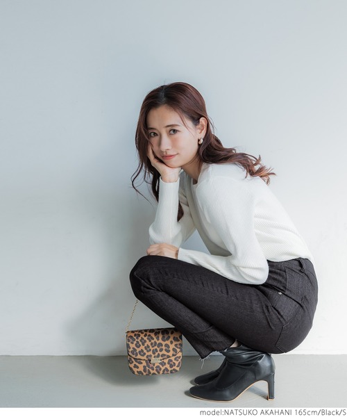 coca（coca）（コカ）の「スーパーストレッチハイウエストカットオフスキニー（デニムパンツ・レディース・ブルー/ブラック・S/M/L）」の7枚目の写真