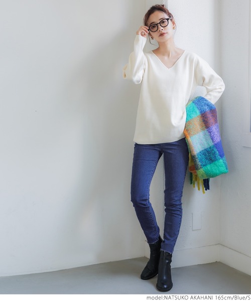 coca（coca）（コカ）の「スーパーストレッチハイウエストカットオフスキニー（デニムパンツ・レディース・ブルー/ブラック・S/M/L）」の13枚目の写真