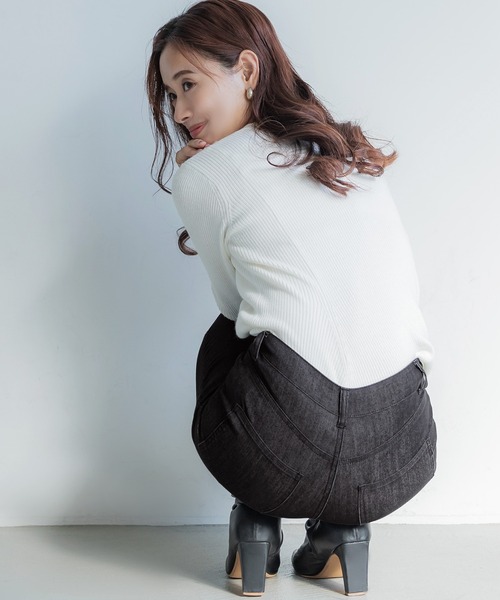 coca（coca）（コカ）の「スーパーストレッチハイウエストカットオフスキニー（デニムパンツ・レディース・ブルー/ブラック・S/M/L）」の8枚目の写真