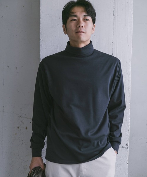 URBAN RESEARCH DOORS（アーバンリサーチドアーズ）の「『UR TECH』ポンチタートルネックTシャツ（Tシャツ/カットソー・メンズ・ネイビー/チャコールグレー/オフホワイト・MEDIUM/LARGE）」の3枚目の写真