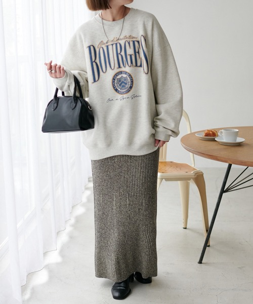 DISCOAT(ディスコート)の「リブニットロングスカート(スカート・レディース・チャコールグレー/オレンジ・FREE)」の3枚目の写真