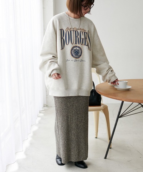 DISCOAT(ディスコート)の「リブニットロングスカート(スカート・レディース・チャコールグレー/オレンジ・FREE)」の4枚目の写真