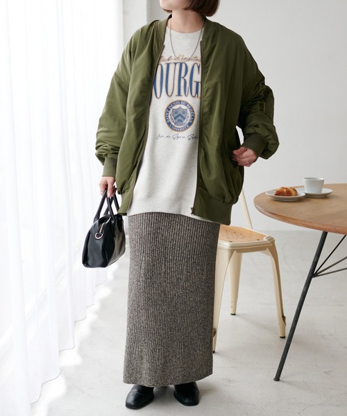 DISCOAT(ディスコート)の「リブニットロングスカート(スカート・レディース・チャコールグレー/オレンジ・FREE)」の11枚目の写真