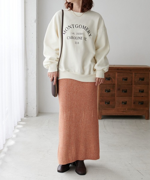 DISCOAT(ディスコート)の「リブニットロングスカート(スカート・レディース・チャコールグレー/オレンジ・FREE)」の12枚目の写真