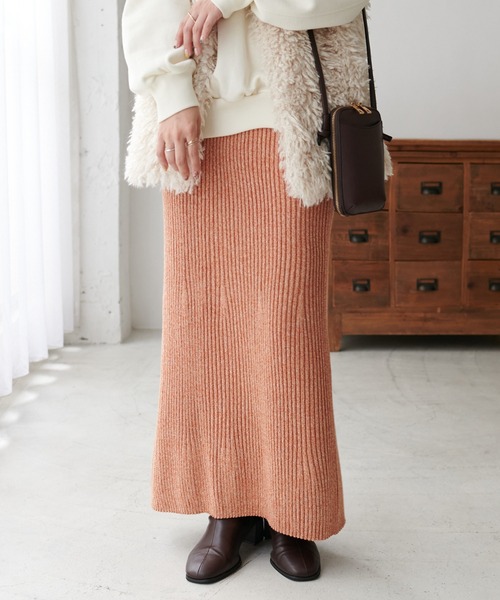 DISCOAT(ディスコート)の「リブニットロングスカート(スカート・レディース・チャコールグレー/オレンジ・FREE)」の18枚目の写真