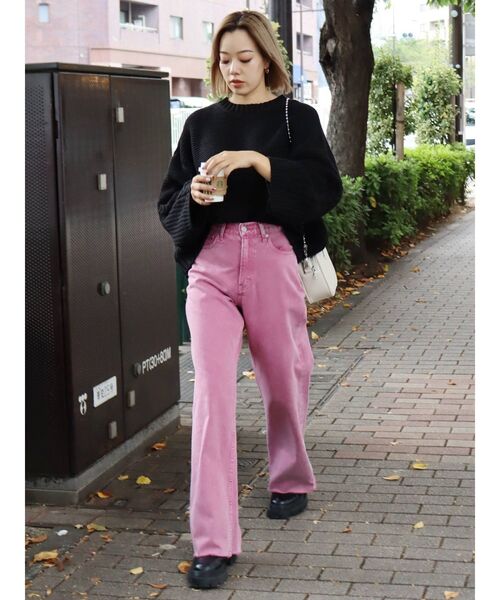 EVRIS（エヴリス）の「パターンルーズニットトップス（ニット/セーター・レディース・ホワイト/ブラック/オレンジ/ネイビー・FREE）」の19枚目の写真