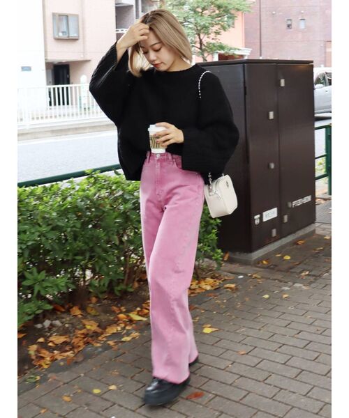 EVRIS（エヴリス）の「パターンルーズニットトップス（ニット/セーター・レディース・ホワイト/ブラック/オレンジ/ネイビー・FREE）」の20枚目の写真