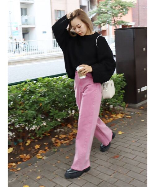 EVRIS（エヴリス）の「パターンルーズニットトップス（ニット/セーター・レディース・ホワイト/ブラック/オレンジ/ネイビー・FREE）」の21枚目の写真