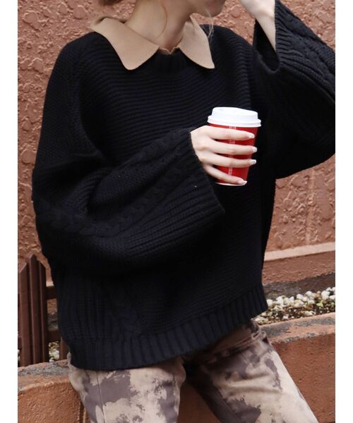 EVRIS（エヴリス）の「パターンルーズニットトップス（ニット/セーター・レディース・ホワイト/ブラック/オレンジ/ネイビー・FREE）」の22枚目の写真