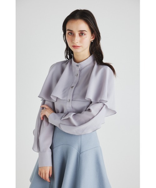 rienda(リエンダ)の「フリルスリーブハイネックブラウス(シャツ/ブラウス・レディース・ホワイト/ブラック/ライトブルー・FREE)」の5枚目の写真