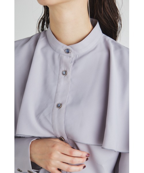 rienda(リエンダ)の「フリルスリーブハイネックブラウス(シャツ/ブラウス・レディース・ホワイト/ブラック/ライトブルー・FREE)」の8枚目の写真